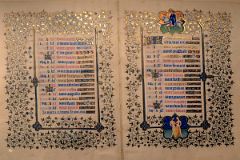 New York Cloisters 40 013 The Treasury - The Belles Heures of Jean de France, Duc de Berry - Calendar Page For May and Gemini - France 1405-1409